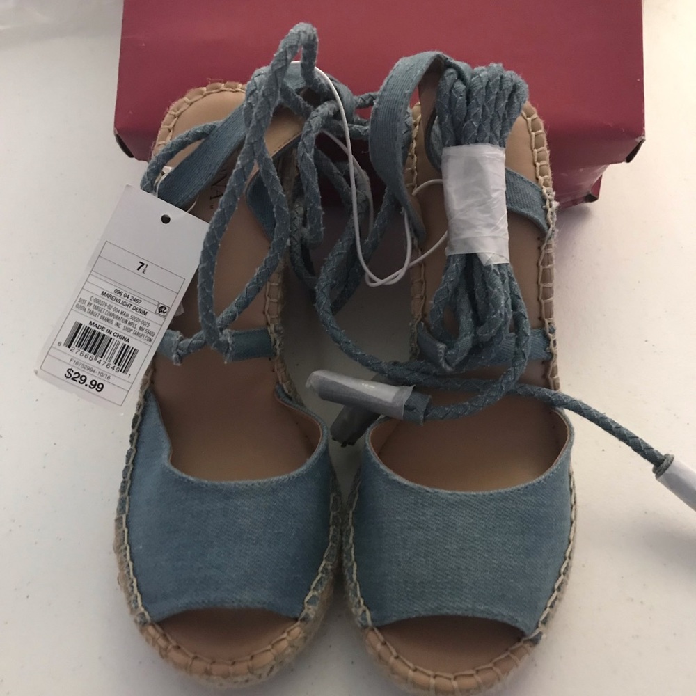 Merona light blue denim wedge sandal